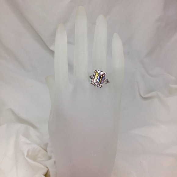 JTV Engagement Ring - CZ - Rhodium Plated - Sz 5.5 - Picture 6 of 8